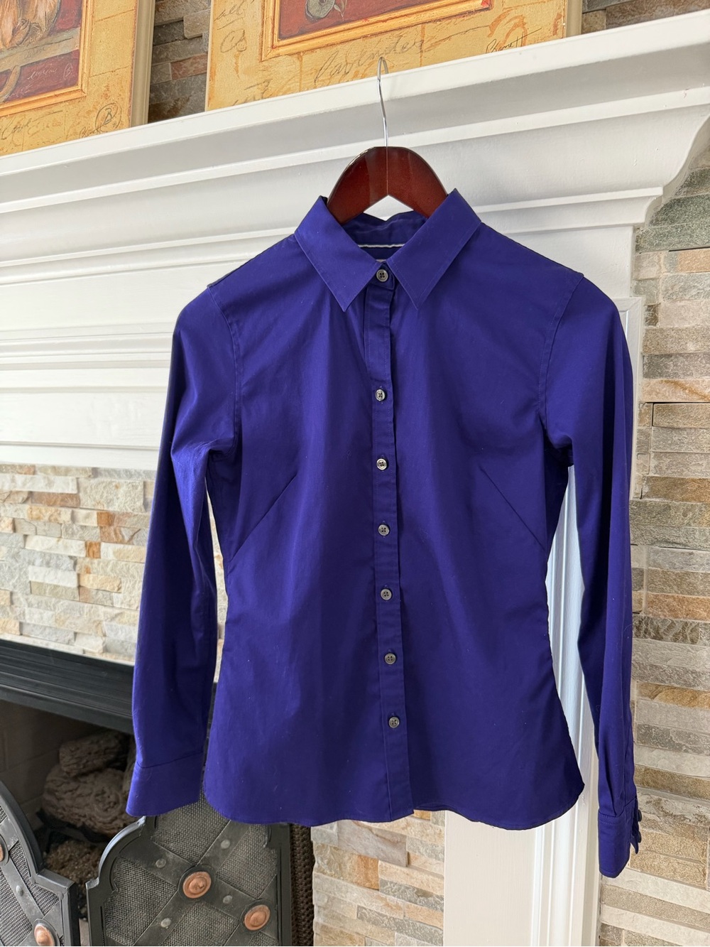 Banana Republic Long-Sleeve Purple Oxford, Non-Iron, Size 0, VG to Exc’t Cond’n